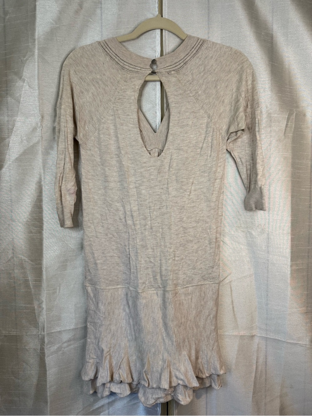 Free People Neutral Beige Open-Knit V-Neck Sweater - Picture 9 of 13